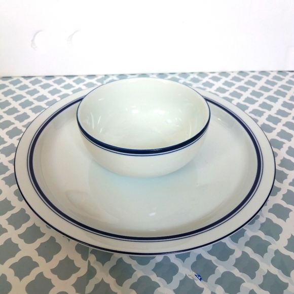 Dansk Bistro Christianshavn Cereal Bowl and Plate Blue - Picture 1 of 8